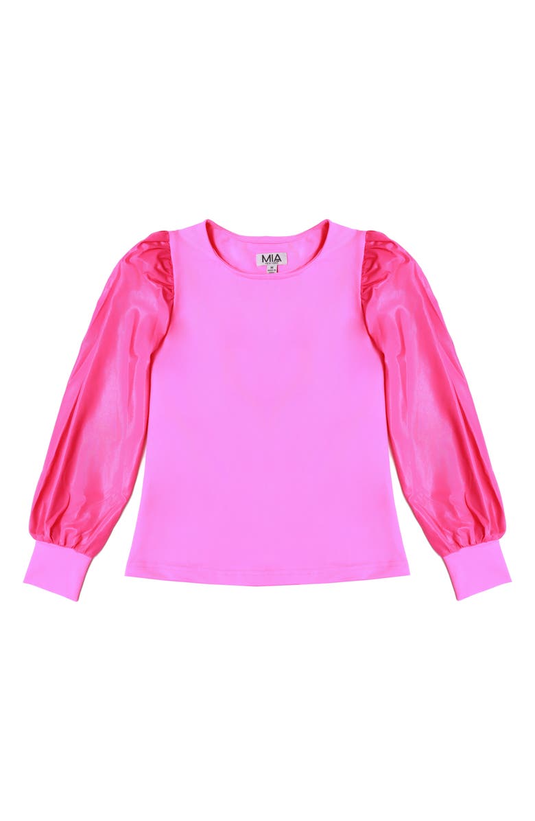 MIA New York Kids' Metallic Long Sleeve Mixed Media Top, Main, color, 