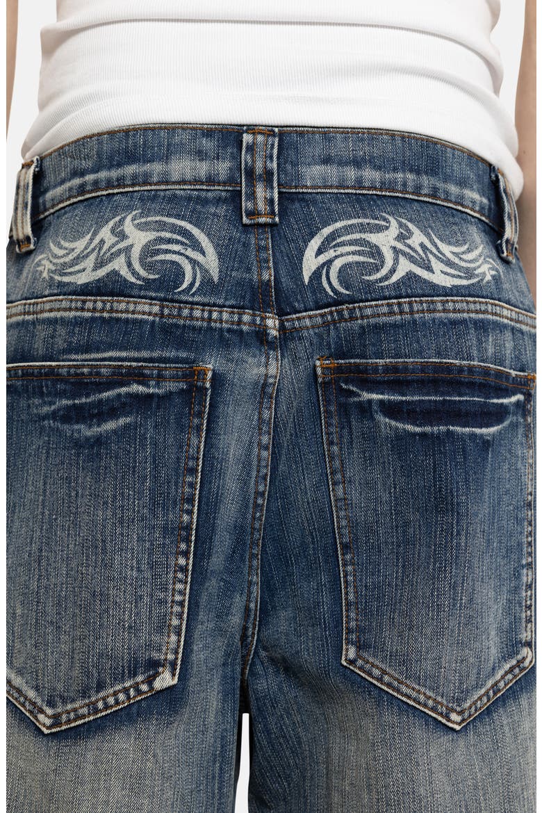Blade Colossus Crop Wide Leg Denim Shorts, Alternate, color, BLUE