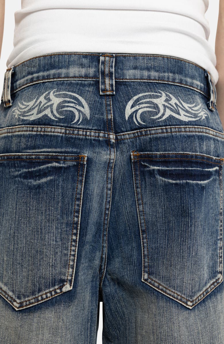 JADED LONDON Blade Colossus Crop Wide Leg Denim Shorts, Alternate, color, Blue
