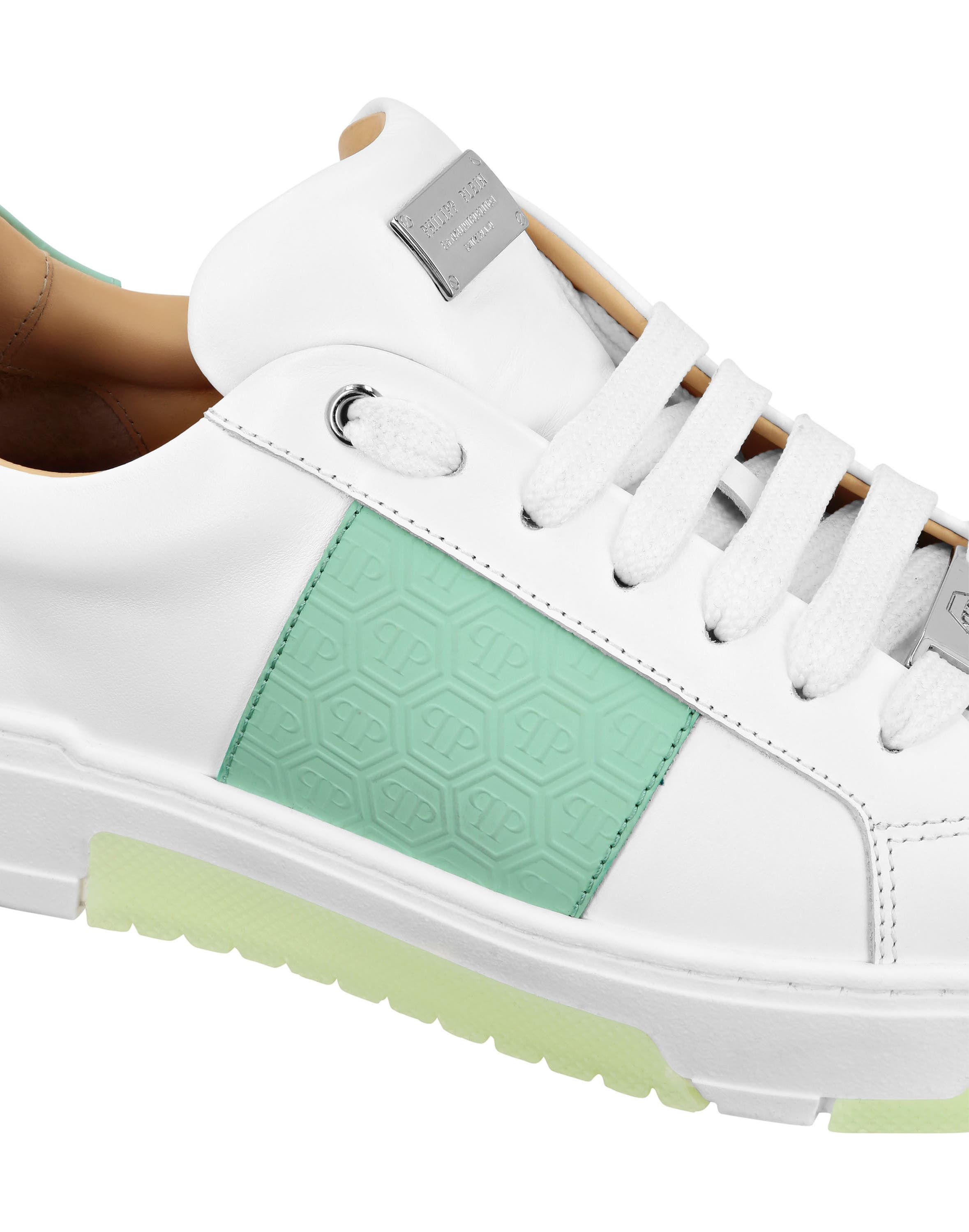 Leather Lo-Top Sneakers Monogram Unisex, Alternate, color, white/green
