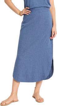 NIC+ZOE Rumba Linen Blend Curved Hem Skirt