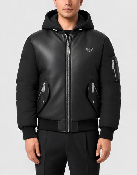 Eco Leather Nylon Bomber Men