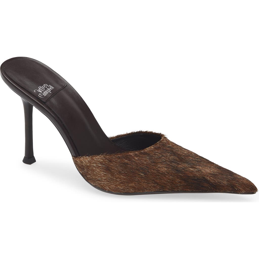Jeffrey Campbell Robyn Genuine Calf Hair Pointed Toe Mule In Brown