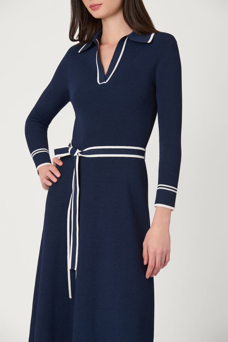 Contrast Border Knit Malia Dress, Alternate, color, Navy/Ivory