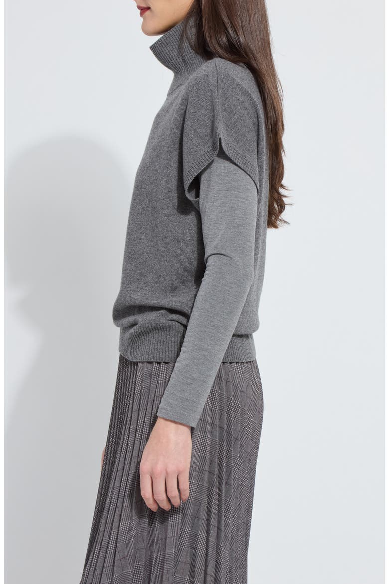 Short Sleeve Turtleneck Cashmere Sweater, Alternate, color, DERBY GREY