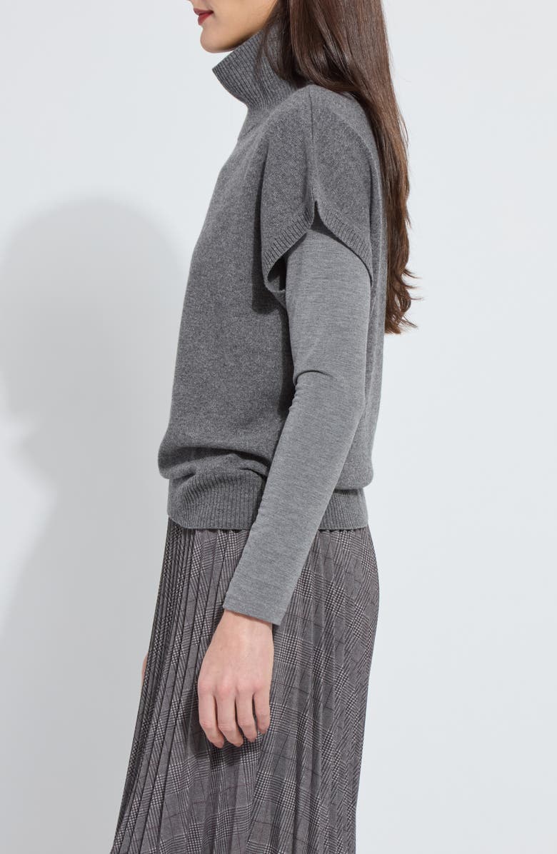Lysse Short Sleeve Turtleneck Cashmere Sweater, Alternate, color, Derby Grey
