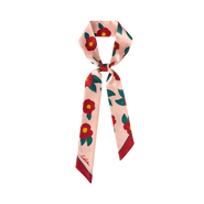 Lost Pattern "Camellia" Silk Twill Skinny Scarf