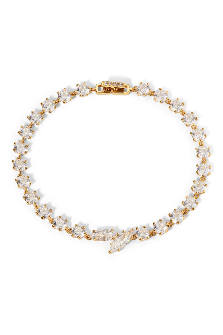 Beatrix Offset Cubic Zirconia Bracelet, Main, color, GOLD
