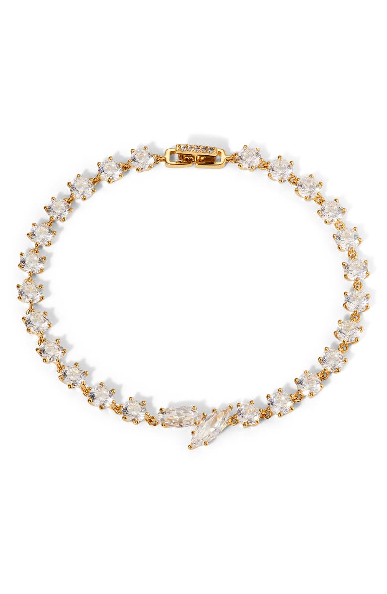 Nadri Beatrix Offset Cubic Zirconia Bracelet, Main, color, Gold
