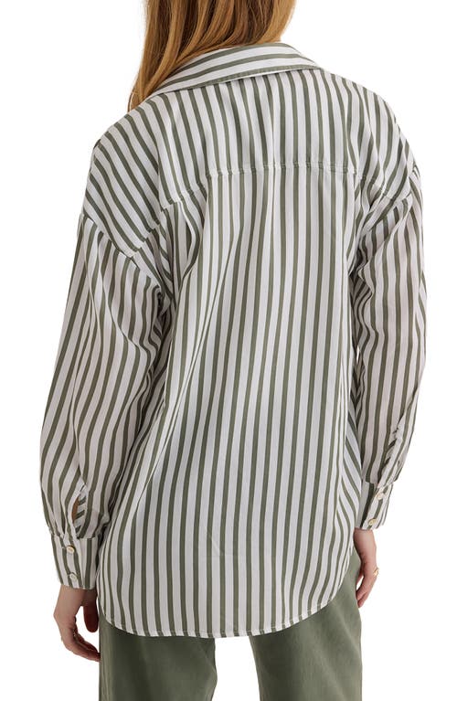 Bella Dahl Stripe Oversize Button-up Shirt In Green
