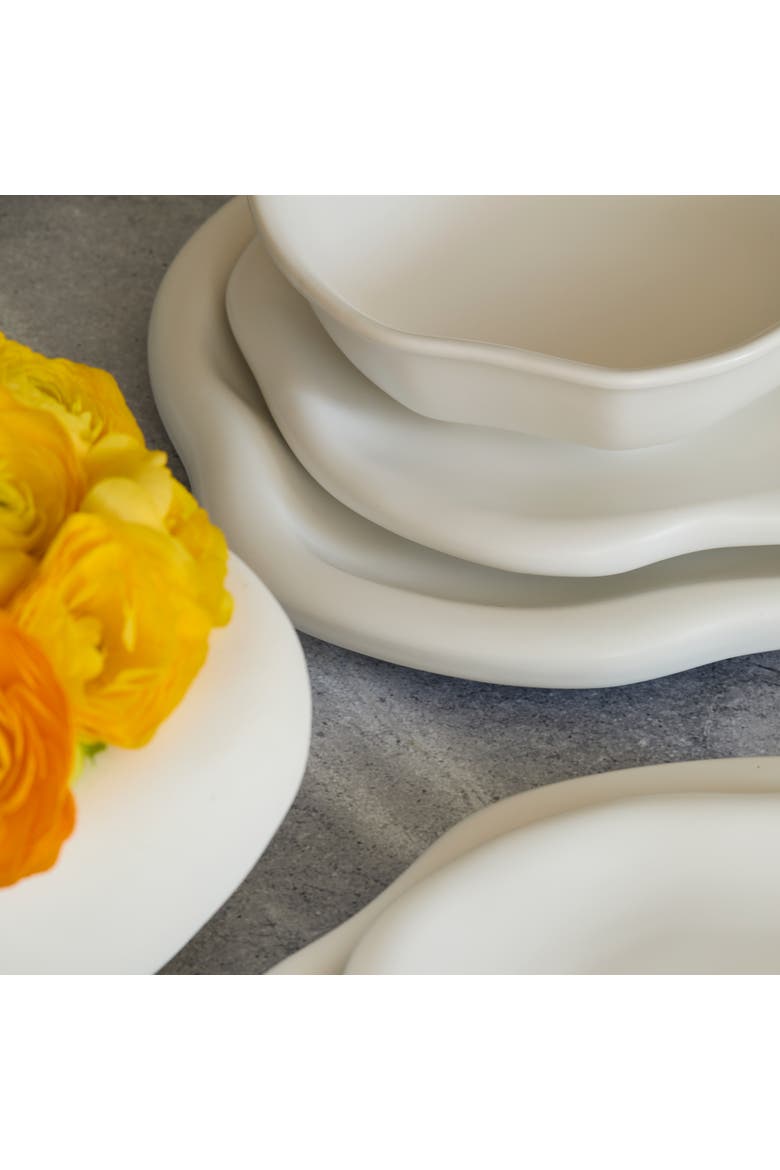Amorphous Stoneware 16-Piece Dinnerware Set, Alternate, color, White