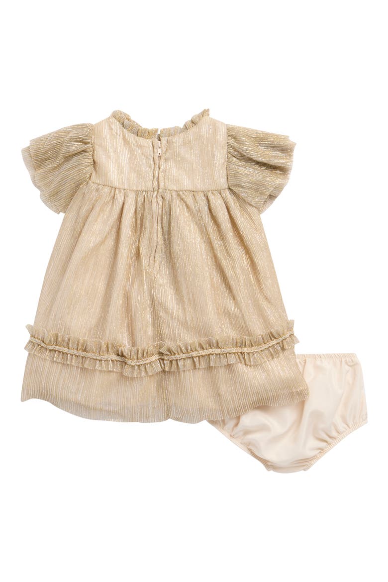 Remy Sparkle Mesh Dress & Bloomers, Alternate, color, GOLD