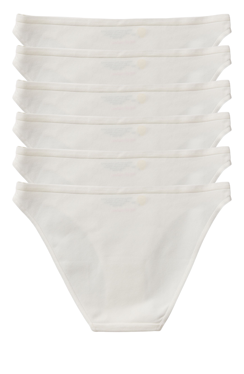 Yellowberry Petal Pima Cotton Bikini Underwear 6PK, Alternate, color, White