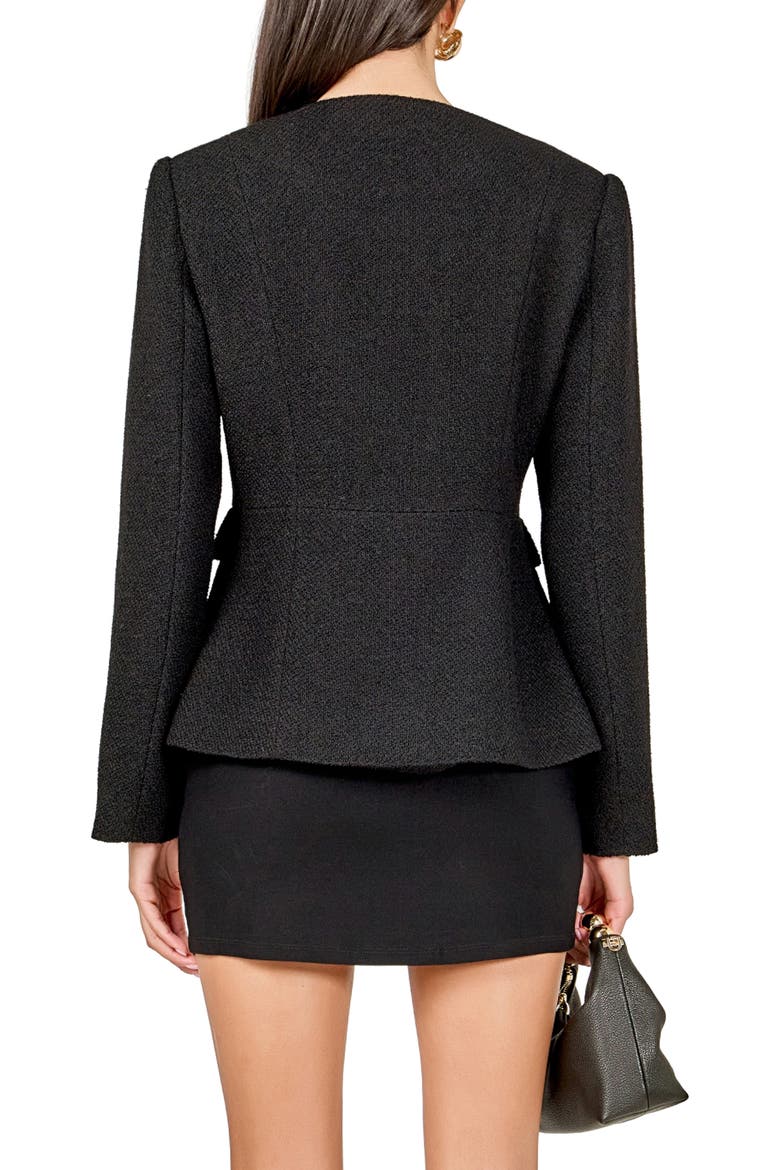 Collarless Blazer, Alternate, color, BLACK