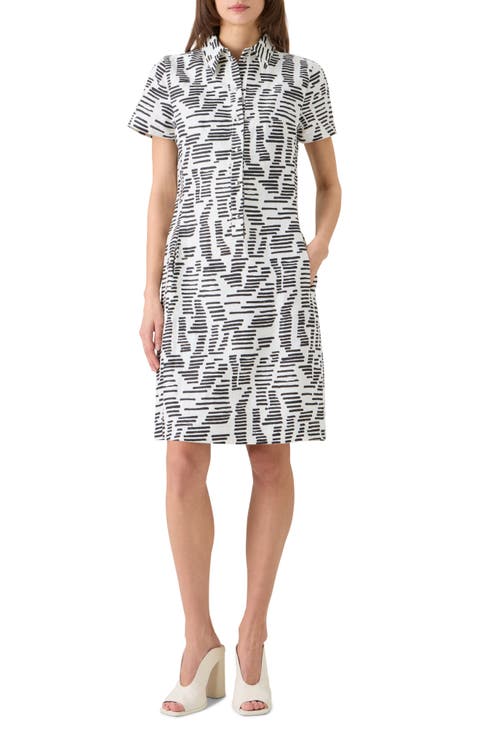 Dance Movements Print Linen Shirtdress