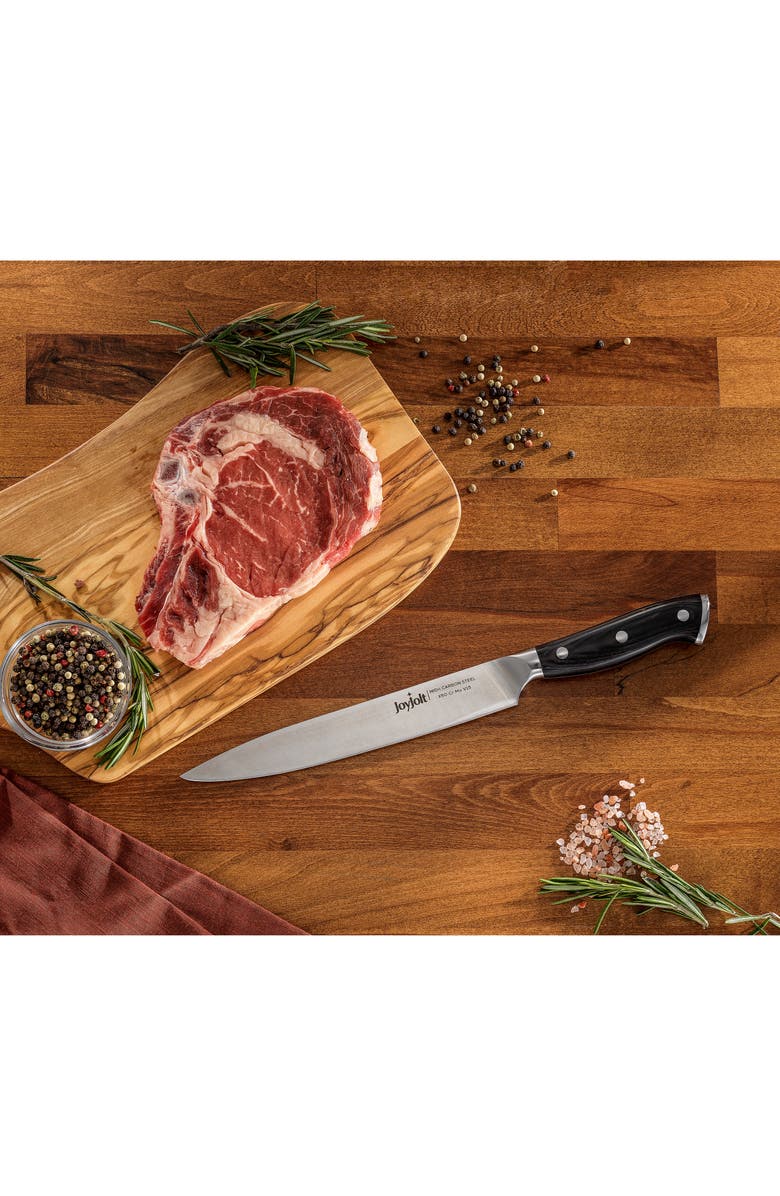 JoyJolt 8" Slicing Knife, Alternate, color, Silver/ Black