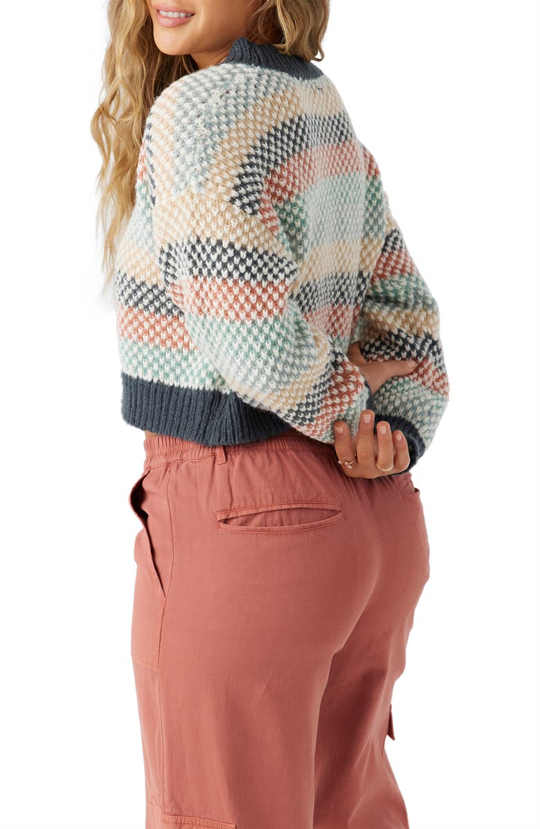 O'Neill Billie Stripe Crop Crewneck Sweater, Alternate, color, 