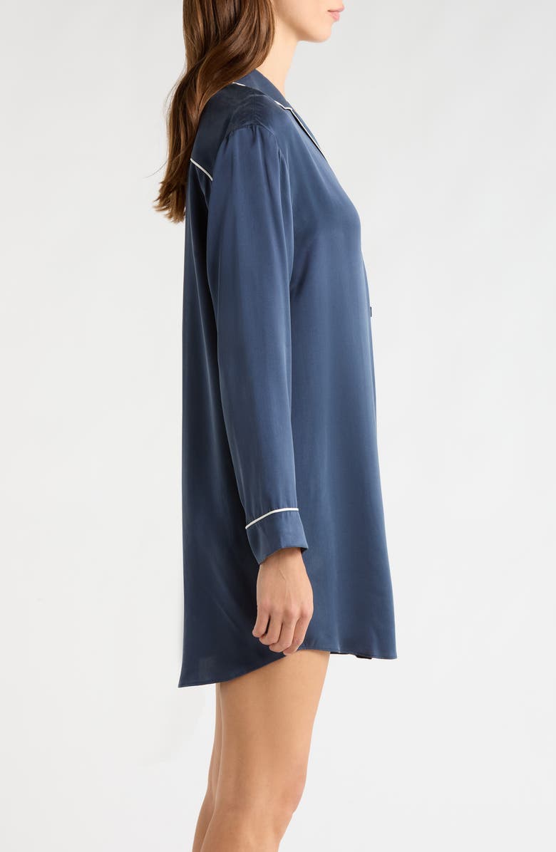 Lunya Washable Silk Sleepshirt, Alternate, color, Deep Blue/ Tranquil White