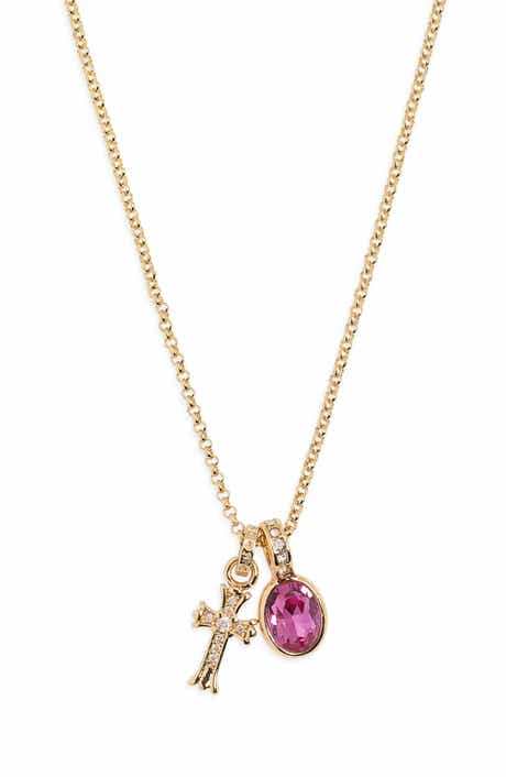 Stone & Cross Pendant Necklace