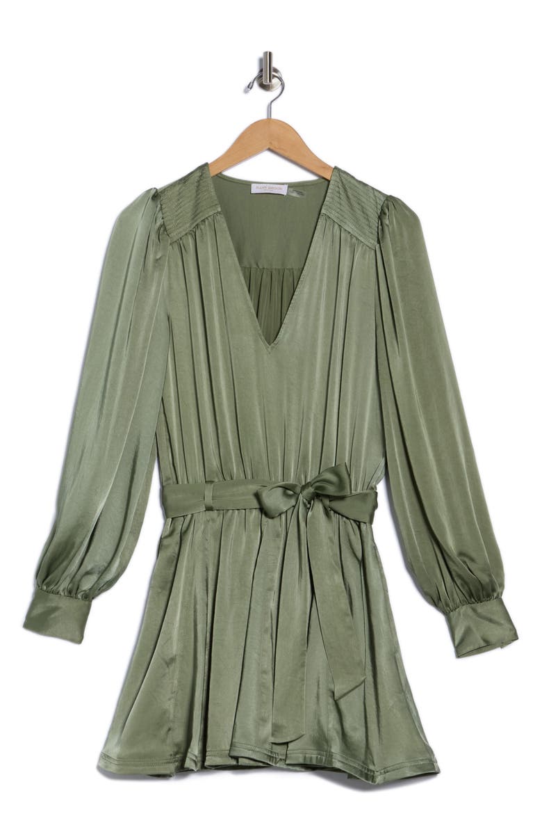 Ramy Brook Montana Long Sleeve Satin Minidress, Alternate, color, Dark Sage