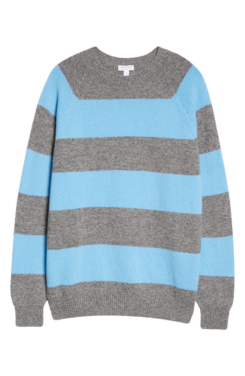 Sunspel Stripe Lambswool Crewneck Sweater, Alternate, color, 