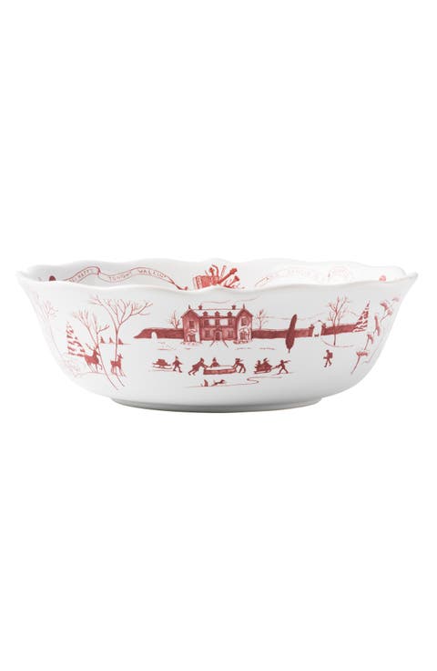 Country Estate Winter Frolic Ruby 10-Inch Serving Bowl