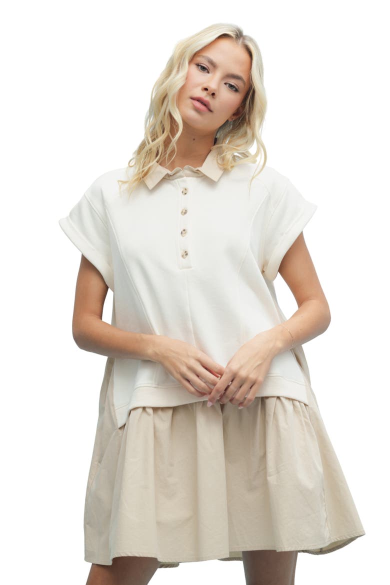 Twofer Short Sleeve Minidress, Alternate, color, CREAM/ TAUPE