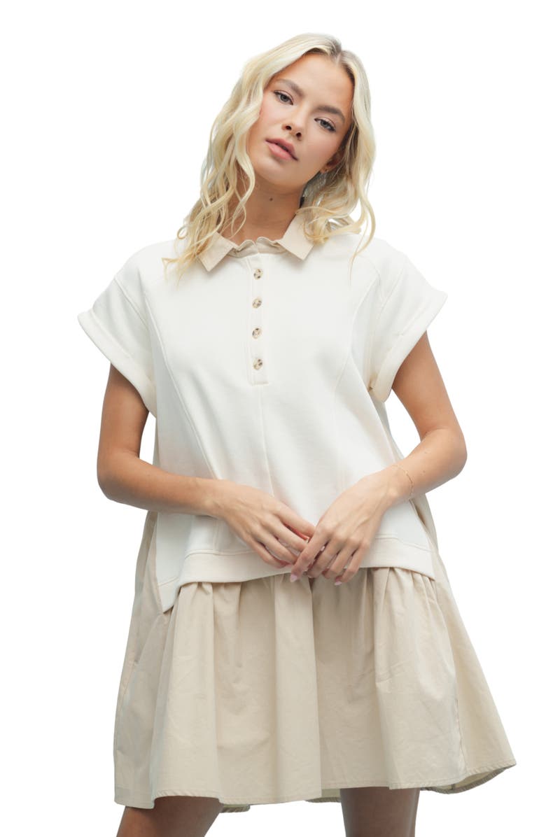 WISHLIST Twofer Short Sleeve Minidress, Alternate, color, Cream/ Taupe