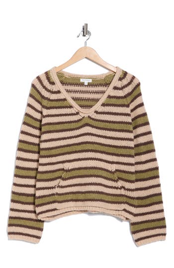 Blu Pepper Stripe V-neck Sweater In Multi