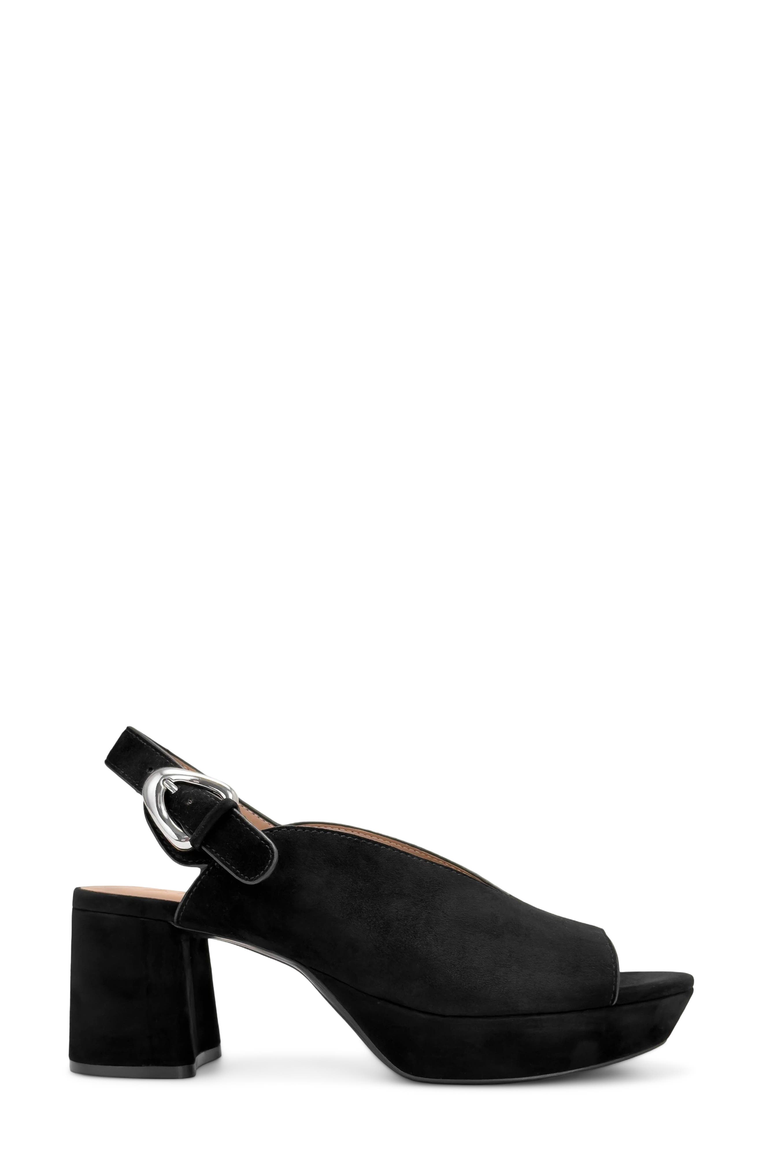 Cici Leather Peep Toe Slingback Sandal, Alternate, color, BLACK