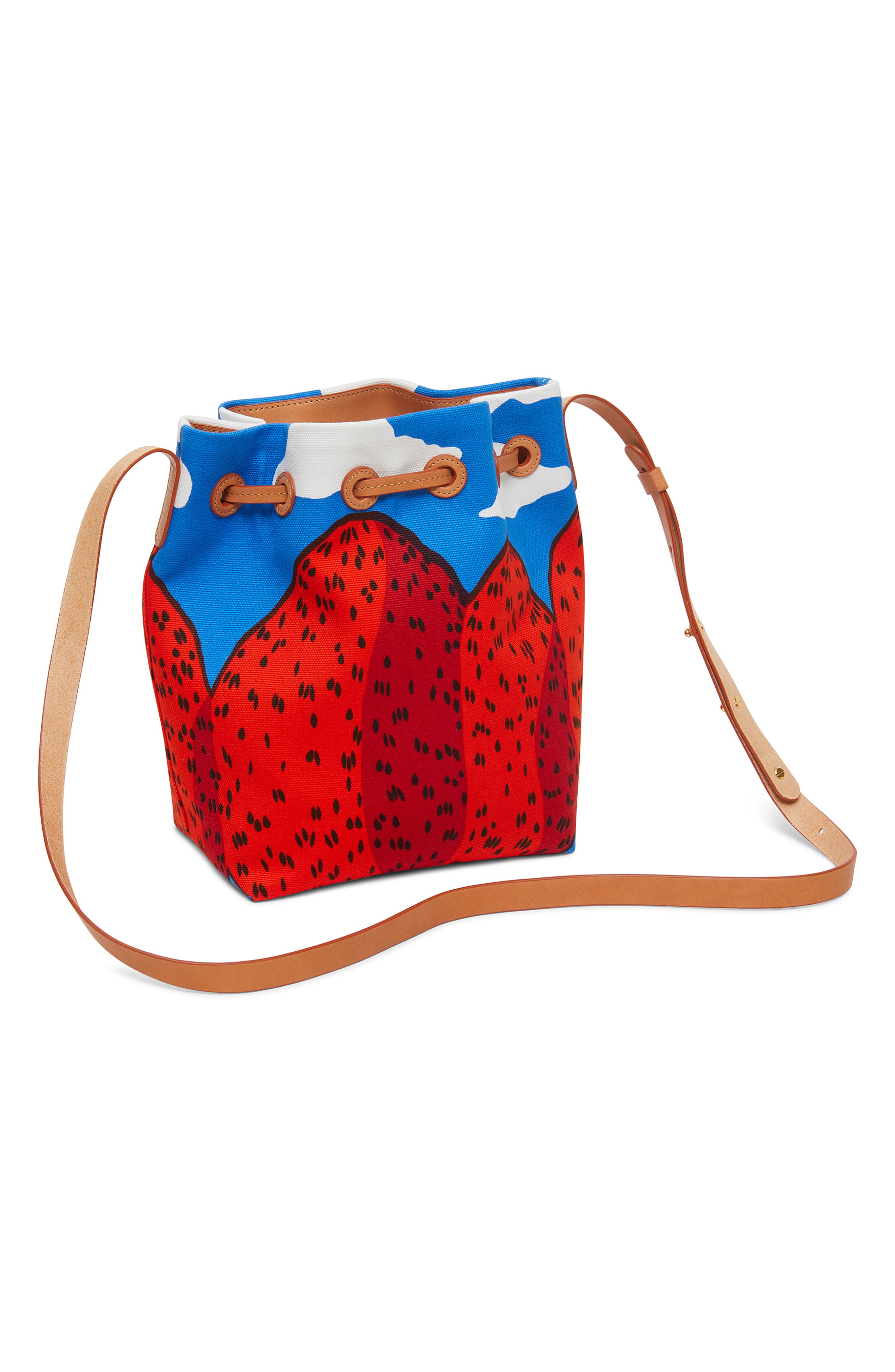 Mansur Gavriel x Marimekko Mansikkavuoret Print Canvas Bucket Bag, Alternate, color, 