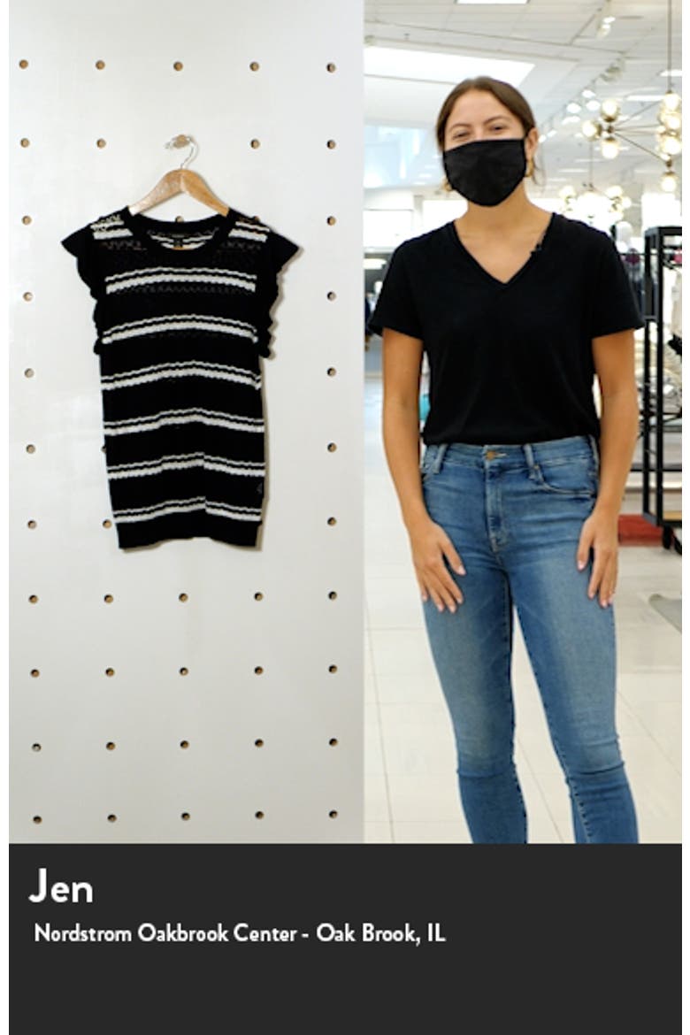 Stripe Flutter Sleeve Pointelle Pullover video