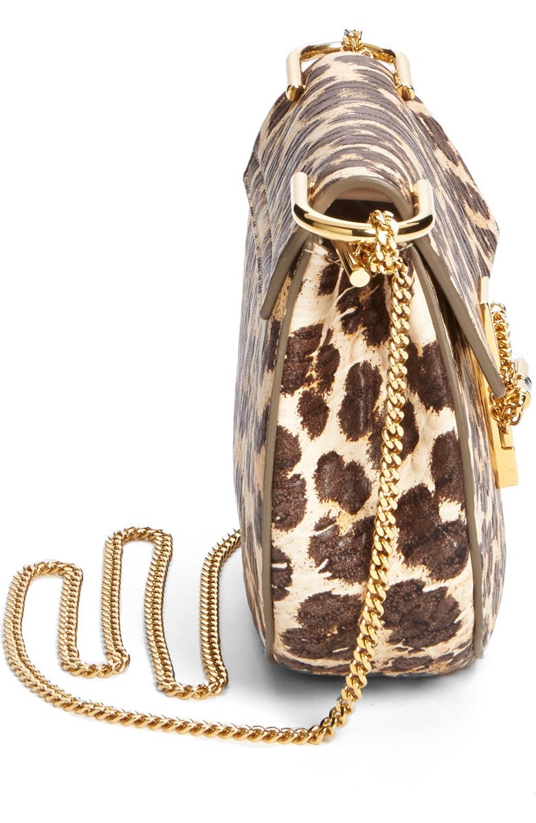 Chloé 'Drew' Leopard Print Leather Shoulder Bag, Alternate, color,