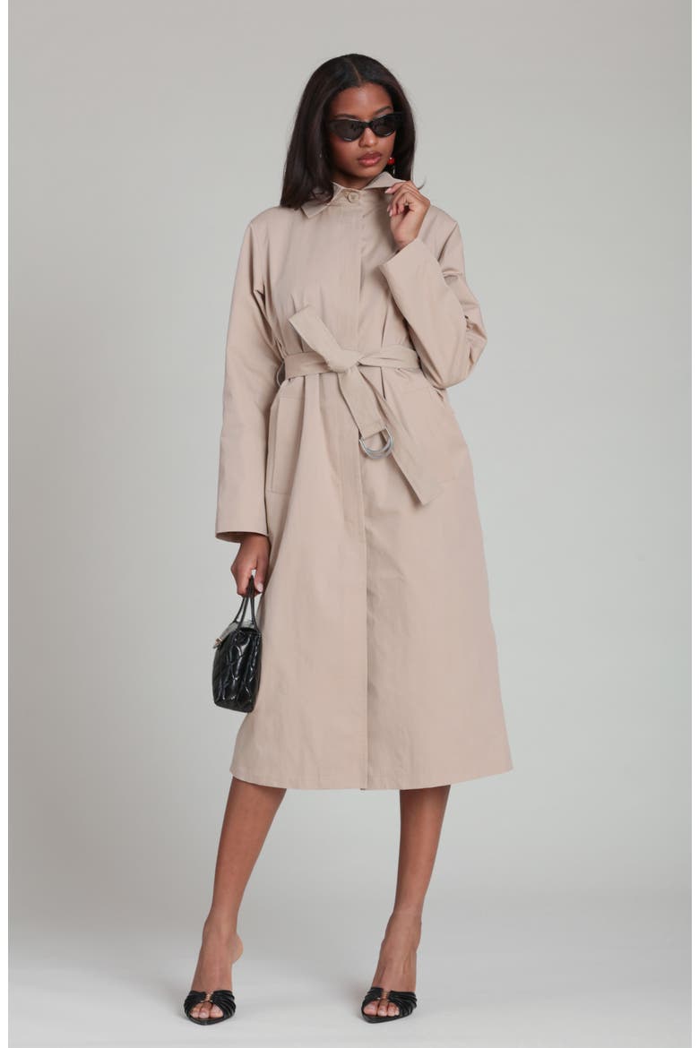 Minimalist Cotton & Nylon Trench Coat, Alternate, color, CAMEL