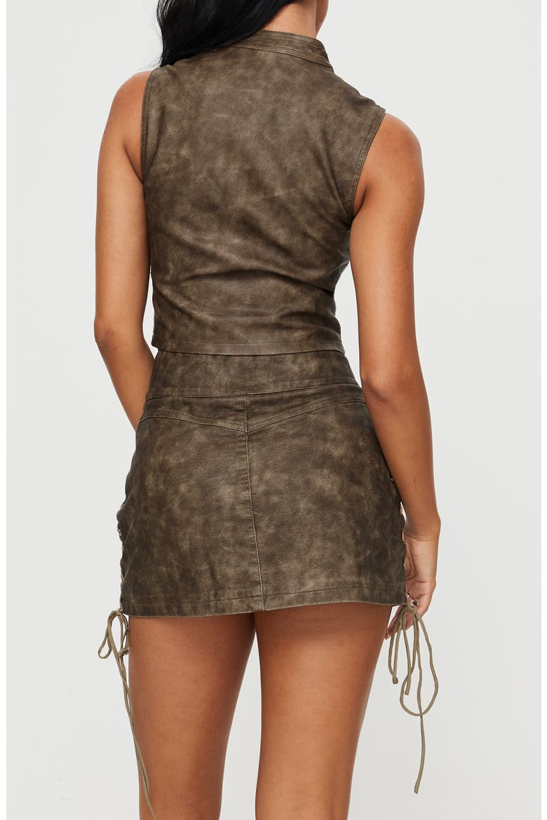 Ceejay Faux Leather Top, Alternate, color, BROWN