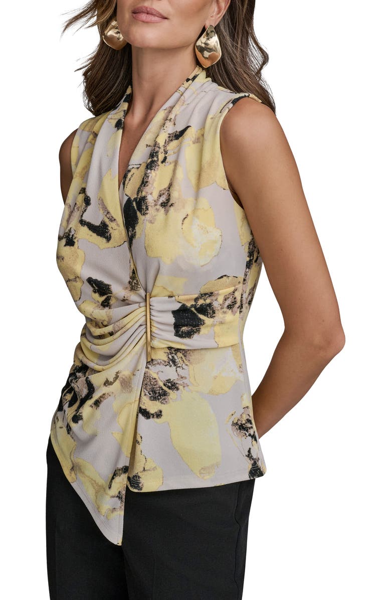Donna Karan New York Printed Wrap Front Sleeveless Top, Alternate, color, 
