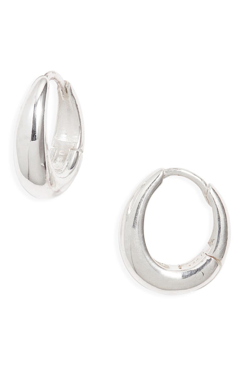 Teardrop Huggie Hoop Earrings, Main, color, STERLING SILVER