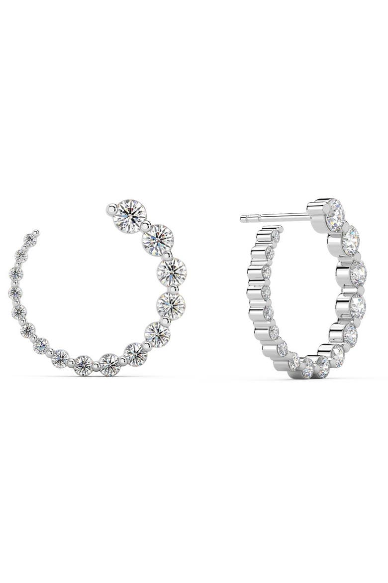1 1/2Ct Graduated Diamond Circle Earrings 14k Gold Journey Studs Lab Grown, Alternate, color, 14k White Gold