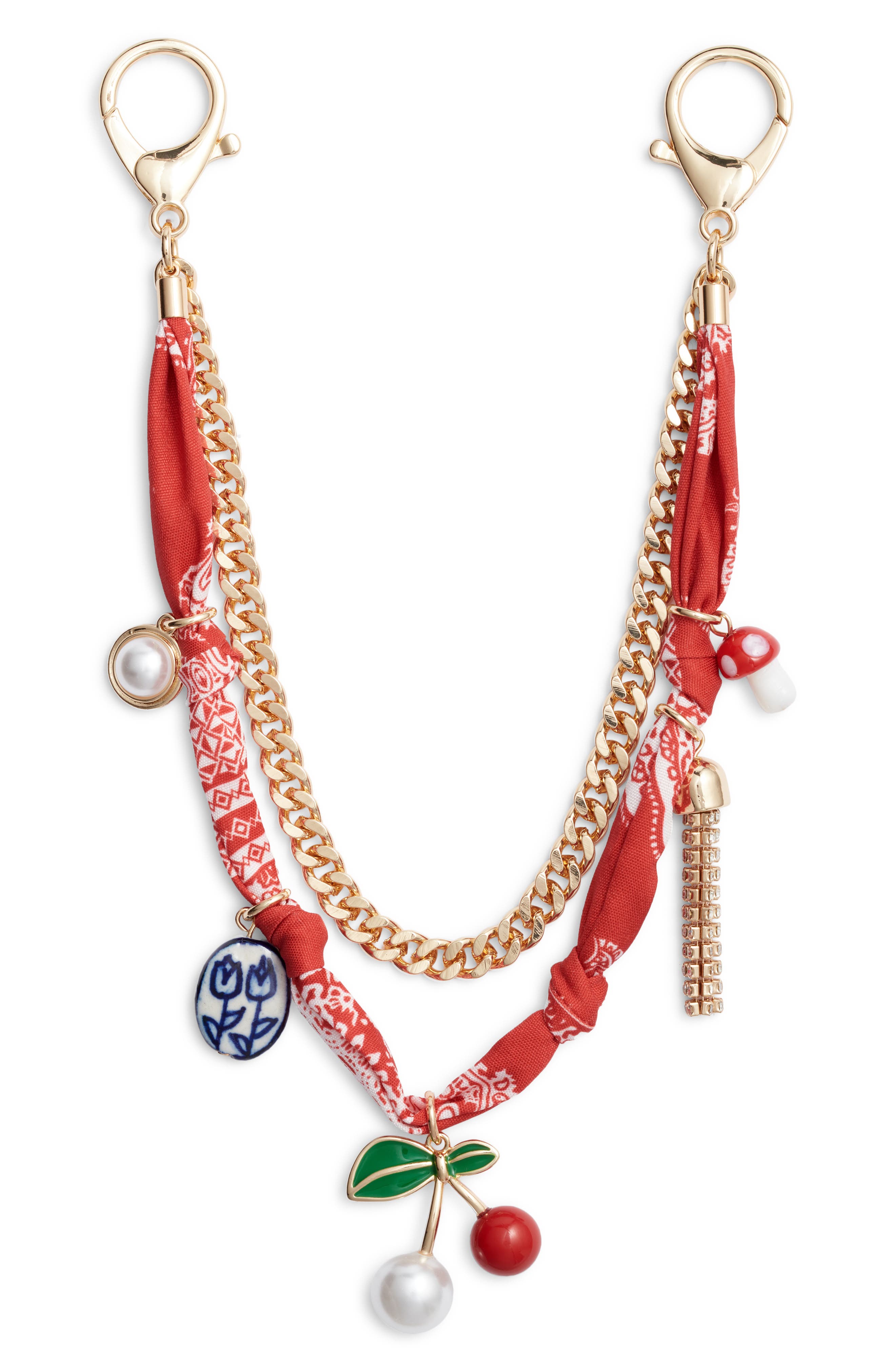 Bandana Bag Charm, Main, color, RED MULTI- GOLD