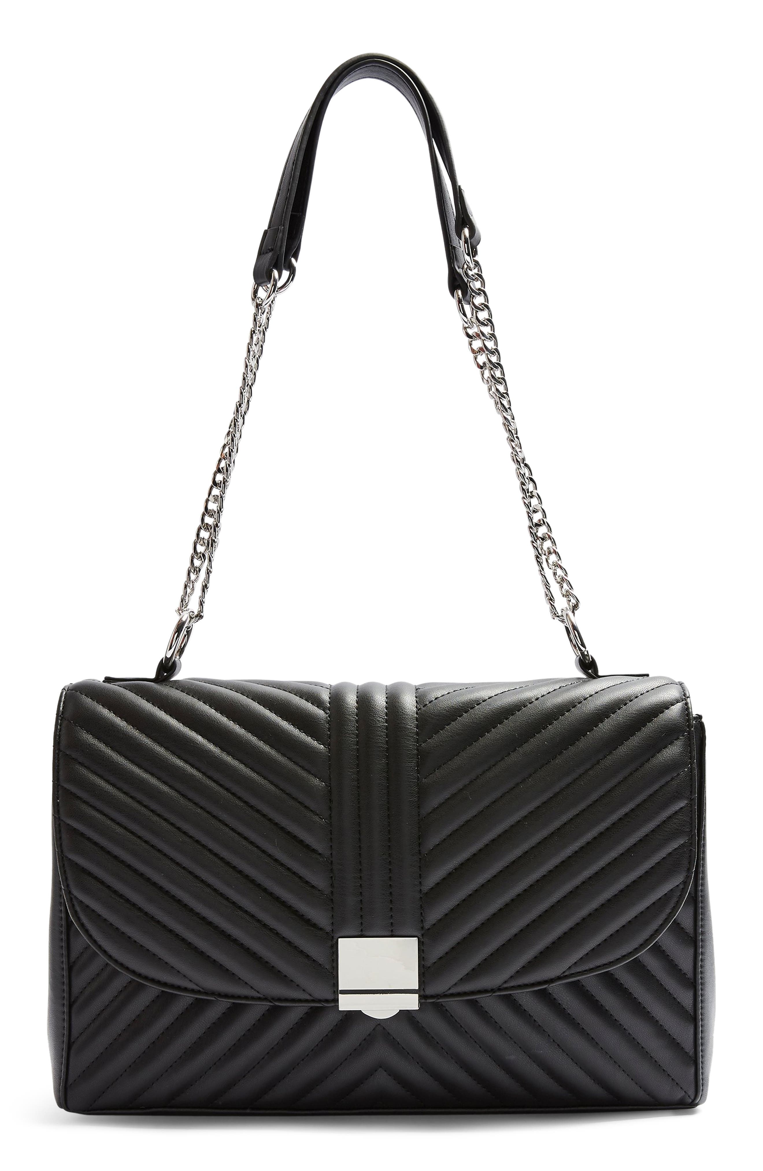 Topshop Sofia Quilted Faux Leather Shoulder Bag, Main, color, 