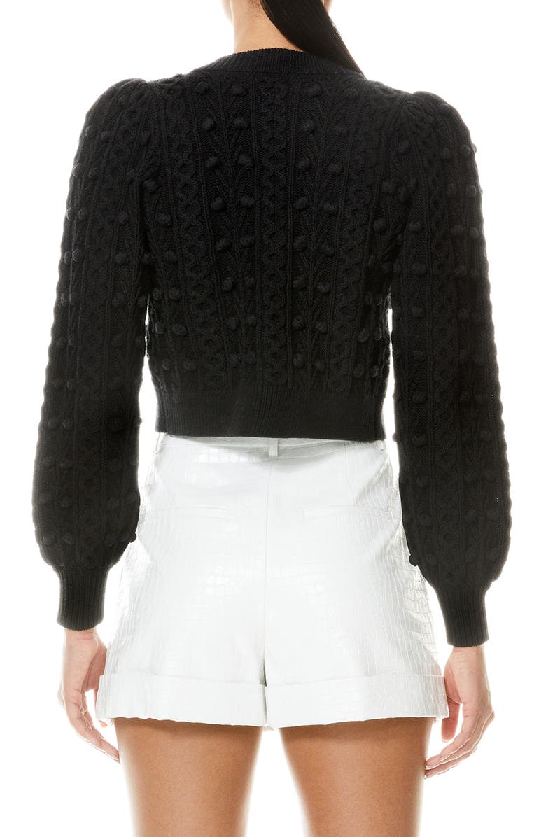 Alice + Olivia Kitty Bow Front Bobble Crop Cardigan, Alternate, color, 