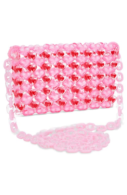 Iscream Kids' Heart Beaded Crossbody Bag In Pink