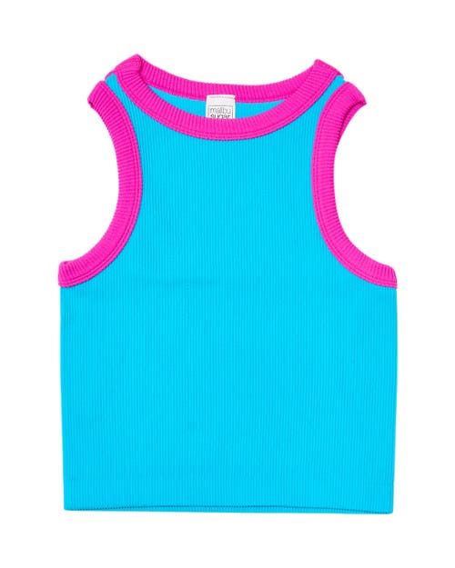 Malibu Sugar Contrast Trim Sleeveless Top In Blue