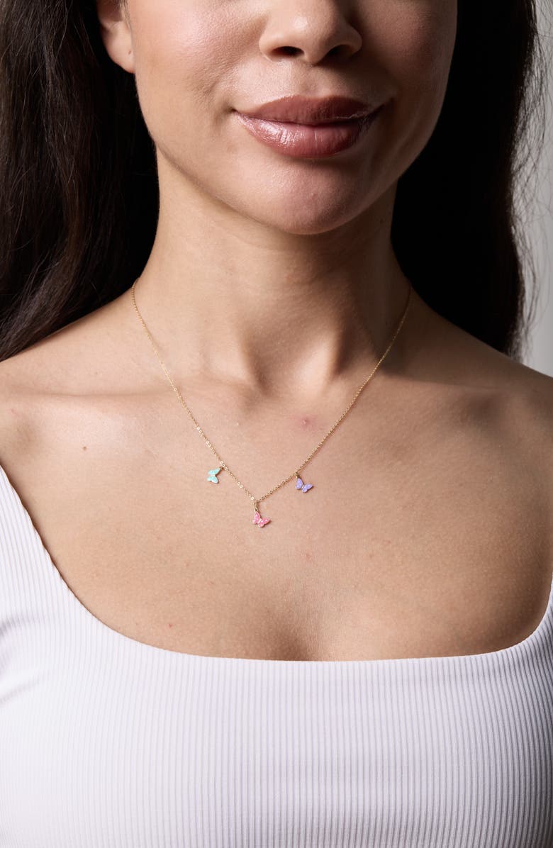 Bony Levy 14K Gold Enamel Butterfly Charm Necklace, Alternate, color, 14K Yellow Gold