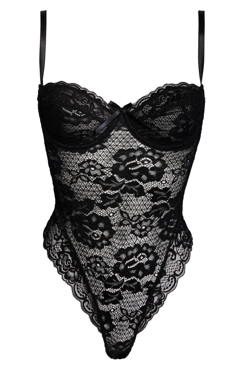 Oh La La Cheri High Leg Underwire Lace Teddy, Alternate, color,