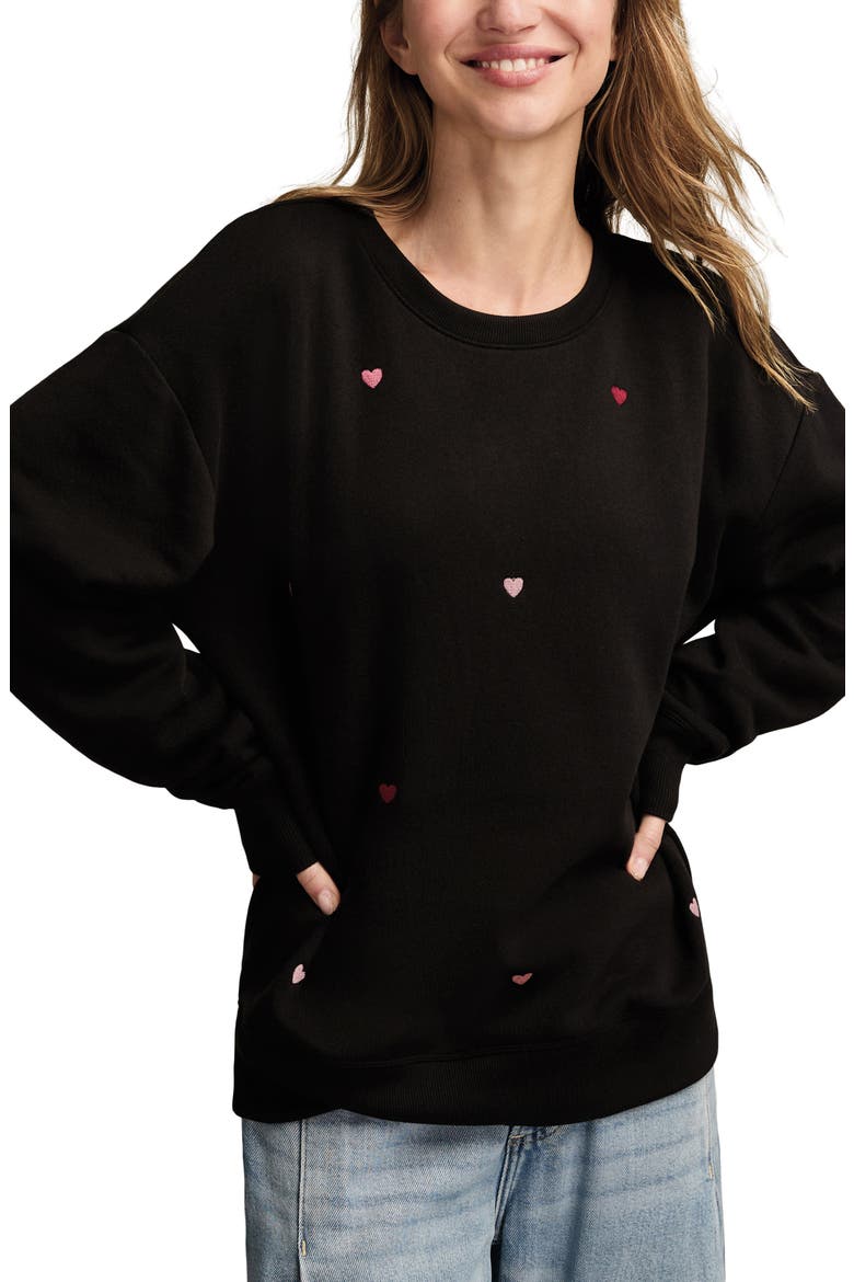 Valentine Heart Crewneck Sweatshirt, Main, color, BLACK COMBO