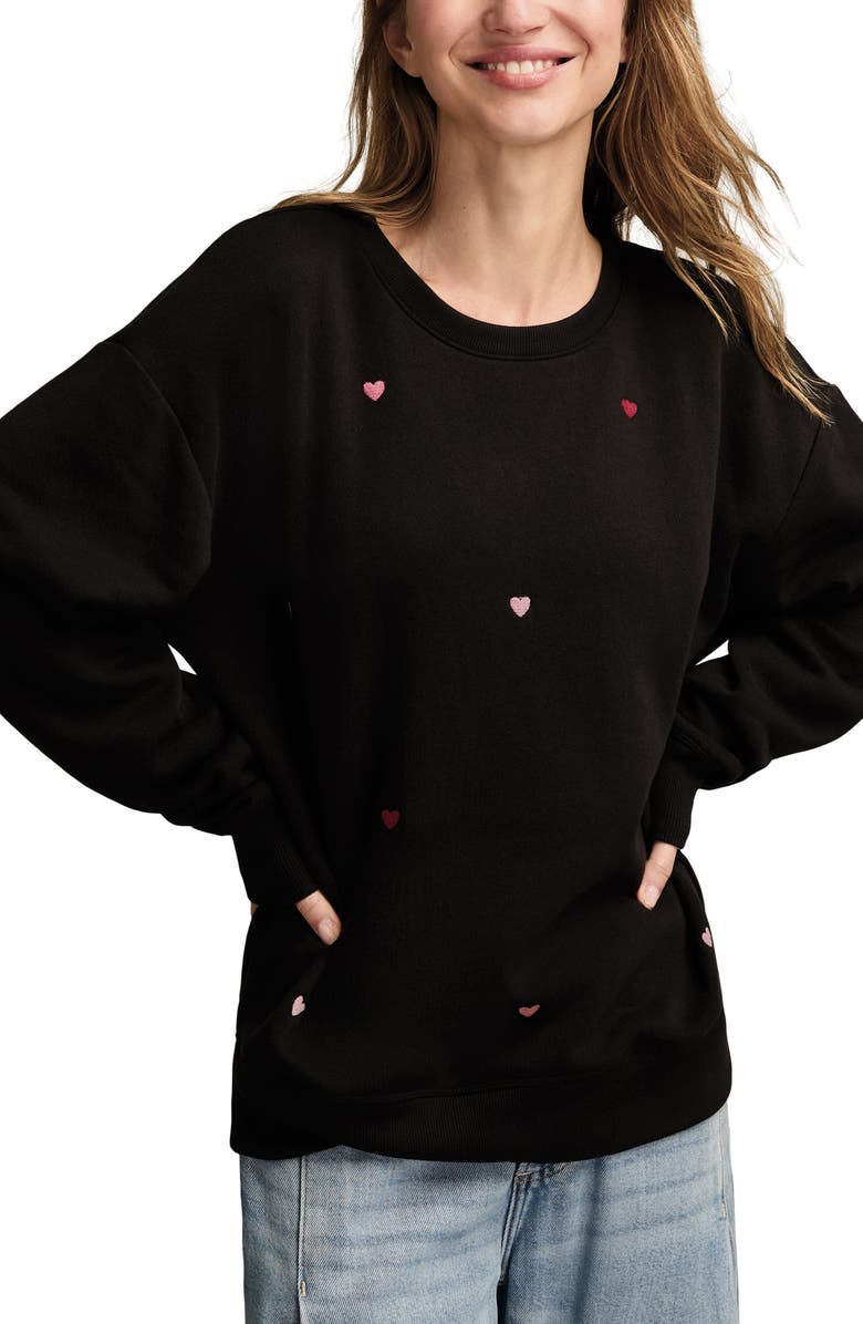 Lucky Brand Valentine Heart Crewneck Sweatshirt, Main, color,