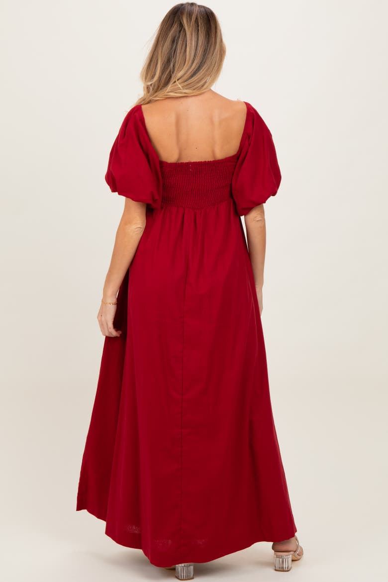 Square Neck Puff Sleeve Maxi Dress, Alternate, color, Burgundy