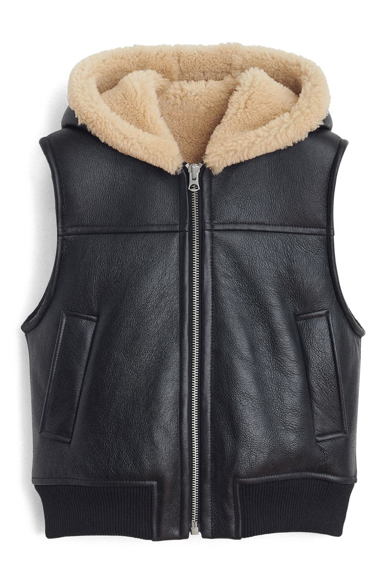 rag & bone Robbie Hooded Genuine Shearling Vest, Alternate, color,
