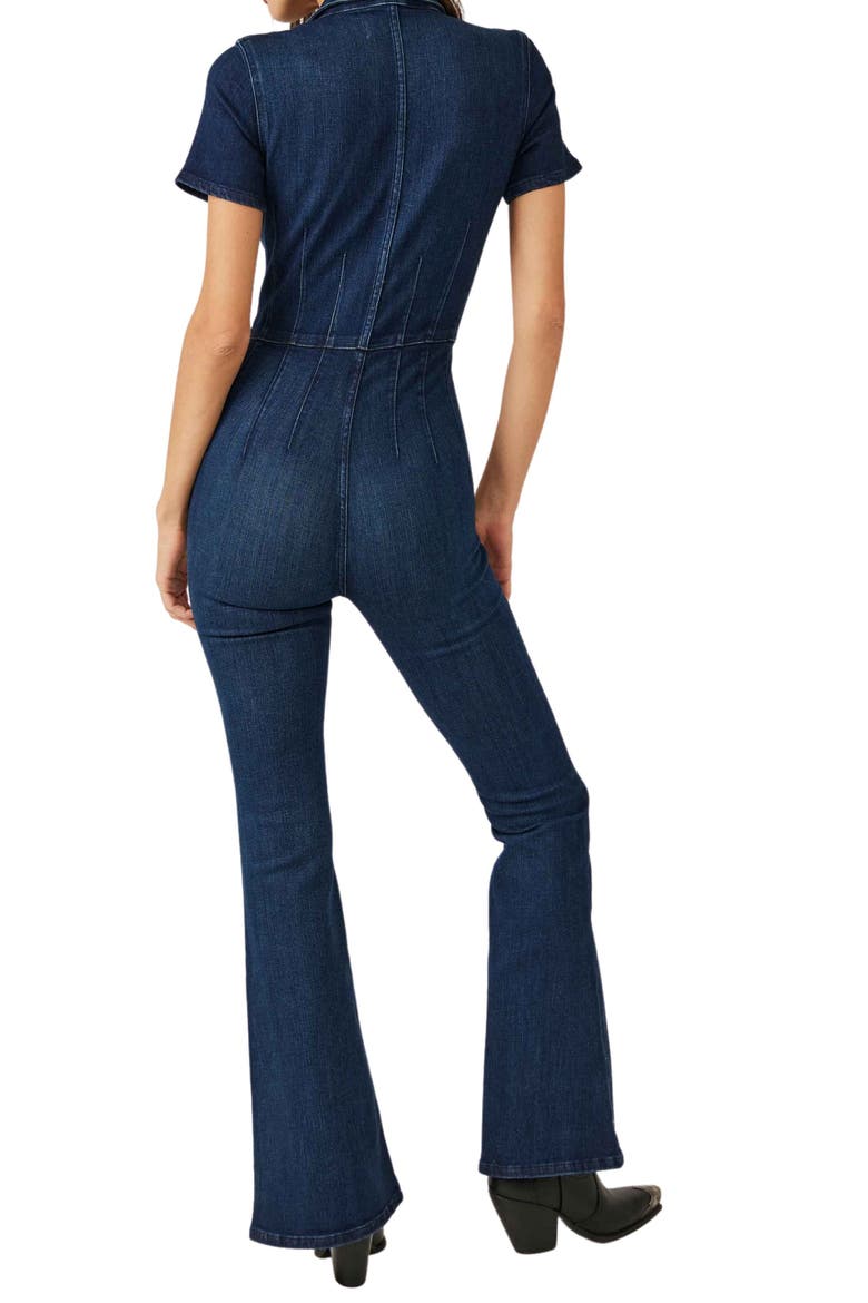 Jayde Denim Flared Jumpsuit, Alternate, color, NIGHT SKY